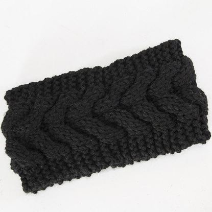 Zimní pletená čelenka - černá