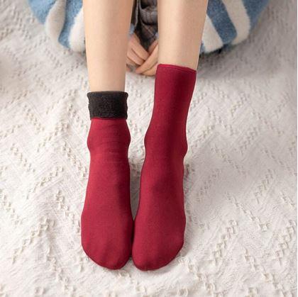 Obrázek z Hřejivé ponožky s kožíškem - červené