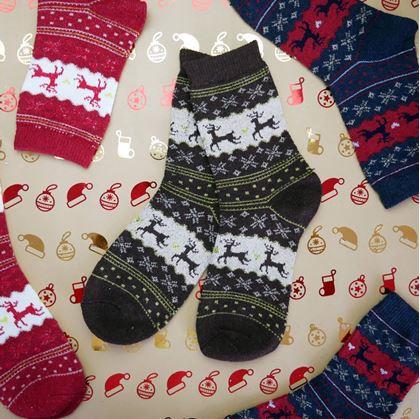 Obrázek z Vánoční ponožky s norským vzorem - hnědé
