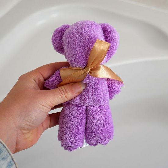 Obrázek z Ručník na obličej - fialový medvídek s mašlí 