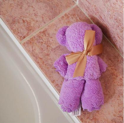 Obrázek z Ručník na obličej - fialový medvídek s mašlí 