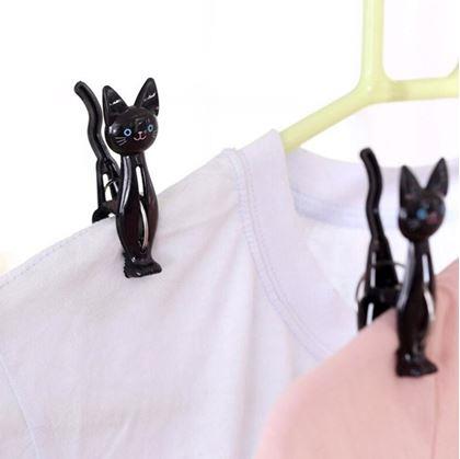 Obrázek z Kolíčky na prádlo kočka 4 ks - černé