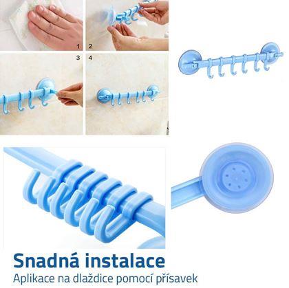 Přenosný držák s háčky - modrý