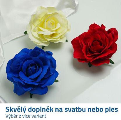 Sponka s růží - modrá