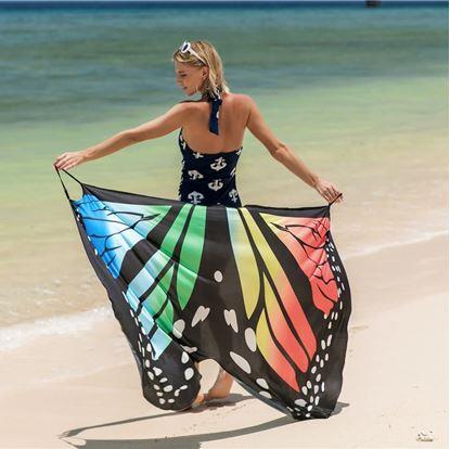Plážové šaty - motýlí křídla XS-M - duhové