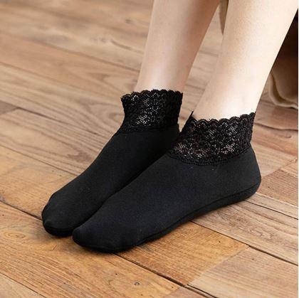 Teplé krajkové ponožky