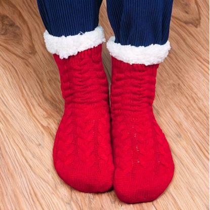 Teplé pletené ponožky - červené