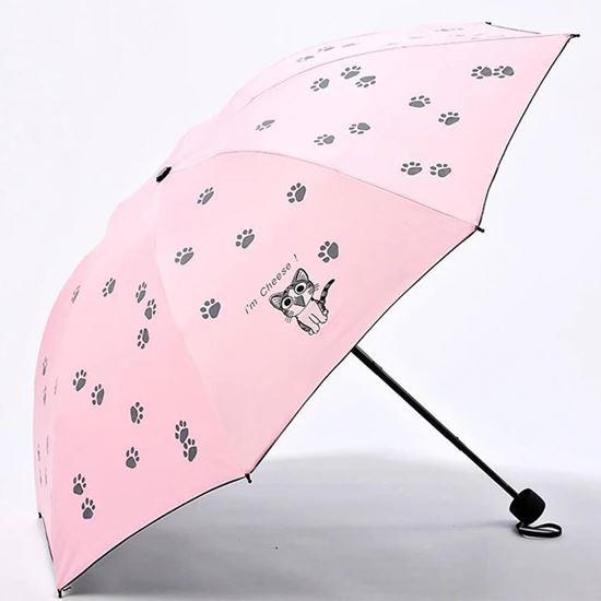 Obrázek z Skládací kočičí deštník  - světle růžový