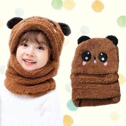 Obrázek z Čepice s nákrčníkem medvídek s ušima - hnědá