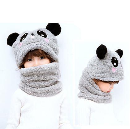 Obrázek z Čepice s nákrčníkem medvídek s ušima - šedá