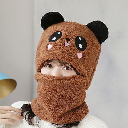 Obrázek z Čepice s nákrčníkem medvídek s ušima - hnědá