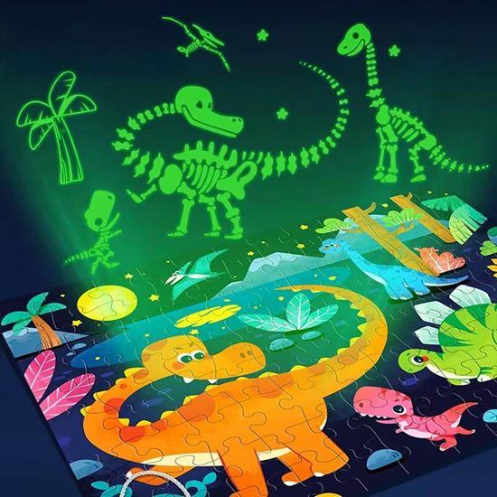 Obrázek z Dětské puzzle svítící ve tmě 96 dílků - dinosauři