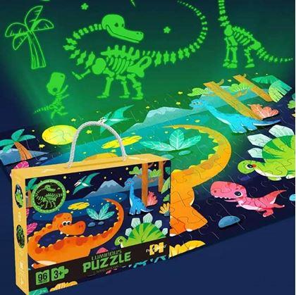Obrázek z Dětské puzzle svítící ve tmě 96 dílků - dinosauři