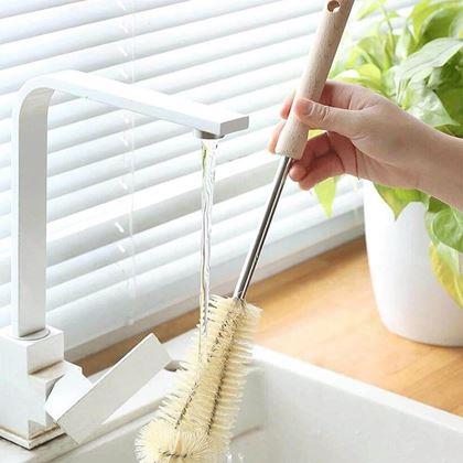 Obrázek z Čistící kartáč na lahve s dřevěnou rukojetí