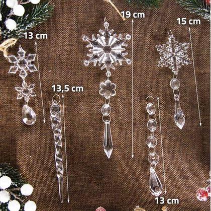 Obrázek z Vánoční ozdoby na stromeček 5 ks - ledové ornamenty