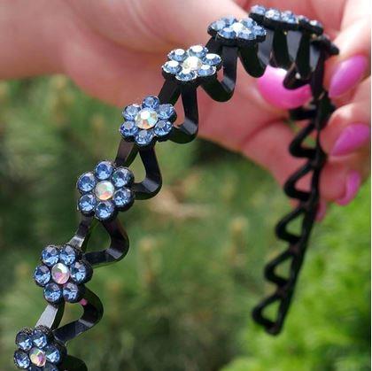 Obrázek z Čelenka s kamínky do vlasů - modrá