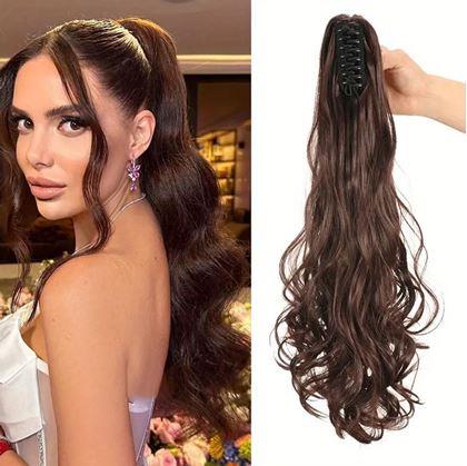 Obrázek z Příčesek do vlasů vlnitý culík 60 cm - hnědý