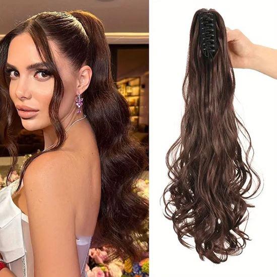 Obrázek z Příčesek do vlasů vlnitý culík 60 cm - hnědý