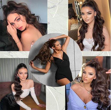 Obrázek z Příčesek do vlasů vlnitý culík 60 cm - hnědý