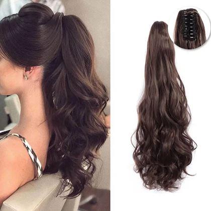 Obrázek z Příčesek do vlasů vlnitý culík 60 cm - tmavě hnědý