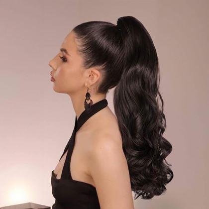 Obrázek z Příčesek do vlasů vlnitý culík 60 cm - tmavě hnědý