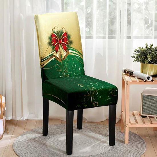 Obrázek z Potah na židli s vánočním motivem - zelenozlatá vánoční elegance