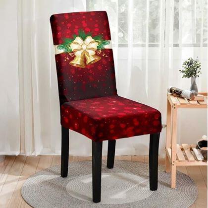 Obrázek z Potah na židli s vánočním motivem - červená vánoční elegance