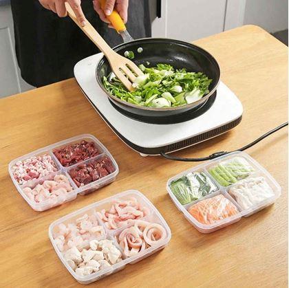 Obrázek z Dělená dóza na potraviny se 4 oddíly + víčko