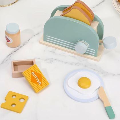 Obrázek z Dřevěný snídaňový set na hraní 9 ks