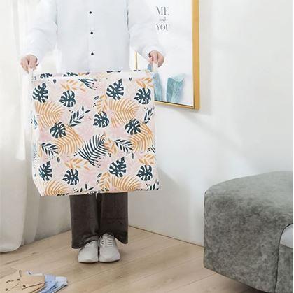 Obrázek z Úložný koš na textil se stahovací šňůrkou - listy