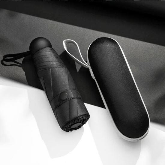 Obrázek z Mini skládací deštník s pouzdrem - černý