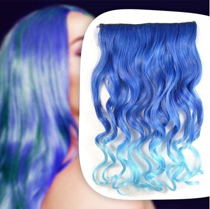Obrázek z Clip in pás pro barevné podbarvení vlasů - modrý