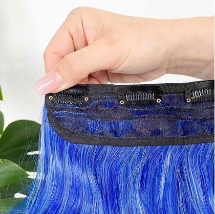 Obrázek z Clip in pás pro barevné podbarvení vlasů - modrý