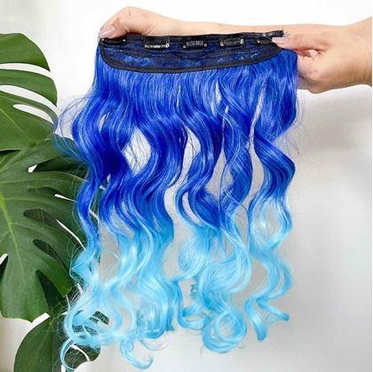 Obrázek z Clip in pás pro barevné podbarvení vlasů - modrý