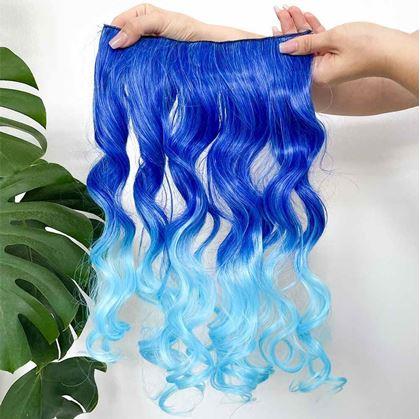 Obrázek z Clip in pás pro barevné podbarvení vlasů - modrý