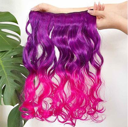 Obrázek z Clip in pás pro barevné podbarvení vlasů - fialovo-růžový