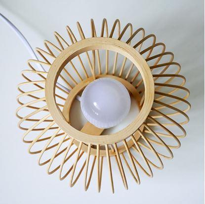 Obrázek Bambusová stolní lampa s LED žárovkou, teplá bílá 