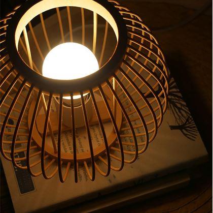 Obrázek z Bambusová stolní lampa s LED žárovkou, teplá bílá 