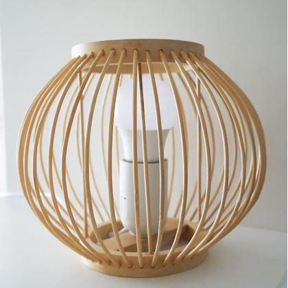 Obrázek z Bambusová stolní lampa s LED žárovkou, teplá bílá 