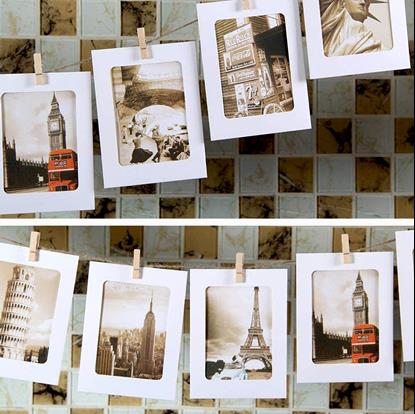 Obrázek Závěsné papírové fotorámečky s provázkem a kolíčky