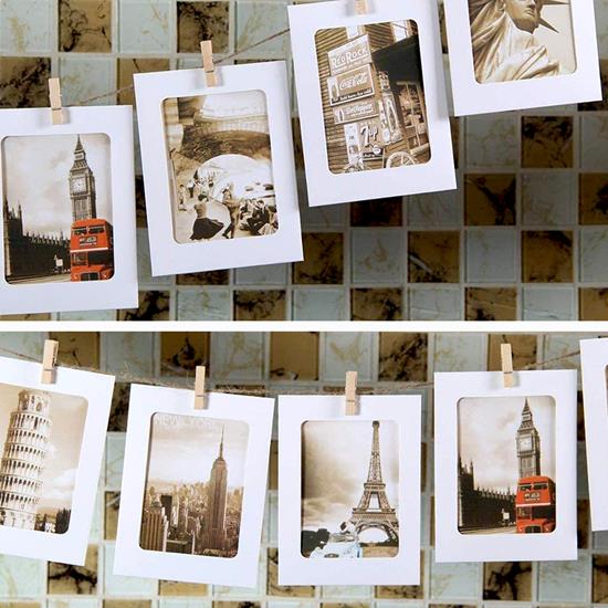 Obrázek z Závěsné papírové fotorámečky s provázkem a kolíčky