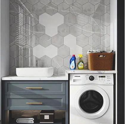 Obrázek z 10 ks samolepicích panelů hexagon - šedá mozaika