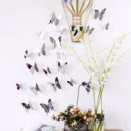 Obrázek z Zrcadlový motýl 12 ks - stříbrný