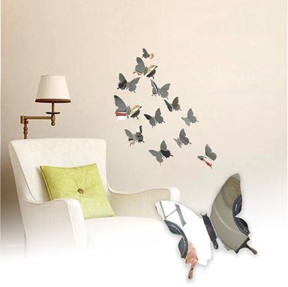 Obrázek z Zrcadlový motýl 12 ks - stříbrný