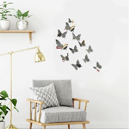 Obrázek z Zrcadlový motýl 12 ks - stříbrný