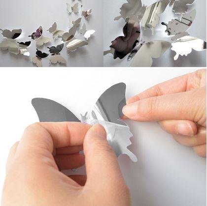 Obrázek z Zrcadlový motýl 12 ks - stříbrný