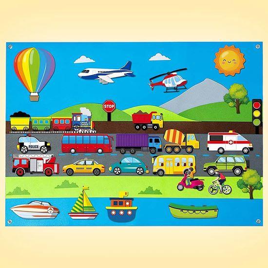 Obrázek z Plstěná výuková deska pro děti  - dopravní prostředky