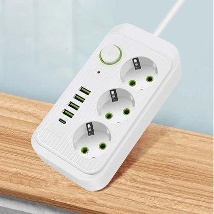 Obrázek z Prodlužovačka se 3 zásuvkami a USB porty