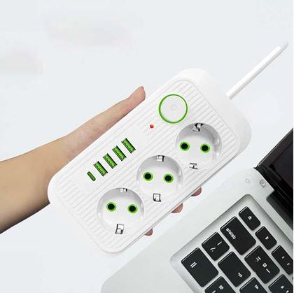 Obrázek z Prodlužovačka se 3 zásuvkami a USB porty