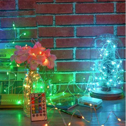 Obrázek z Světelný řetěz s dálkovým ovladačem, barevné/teplé/studené světlo, 5 m